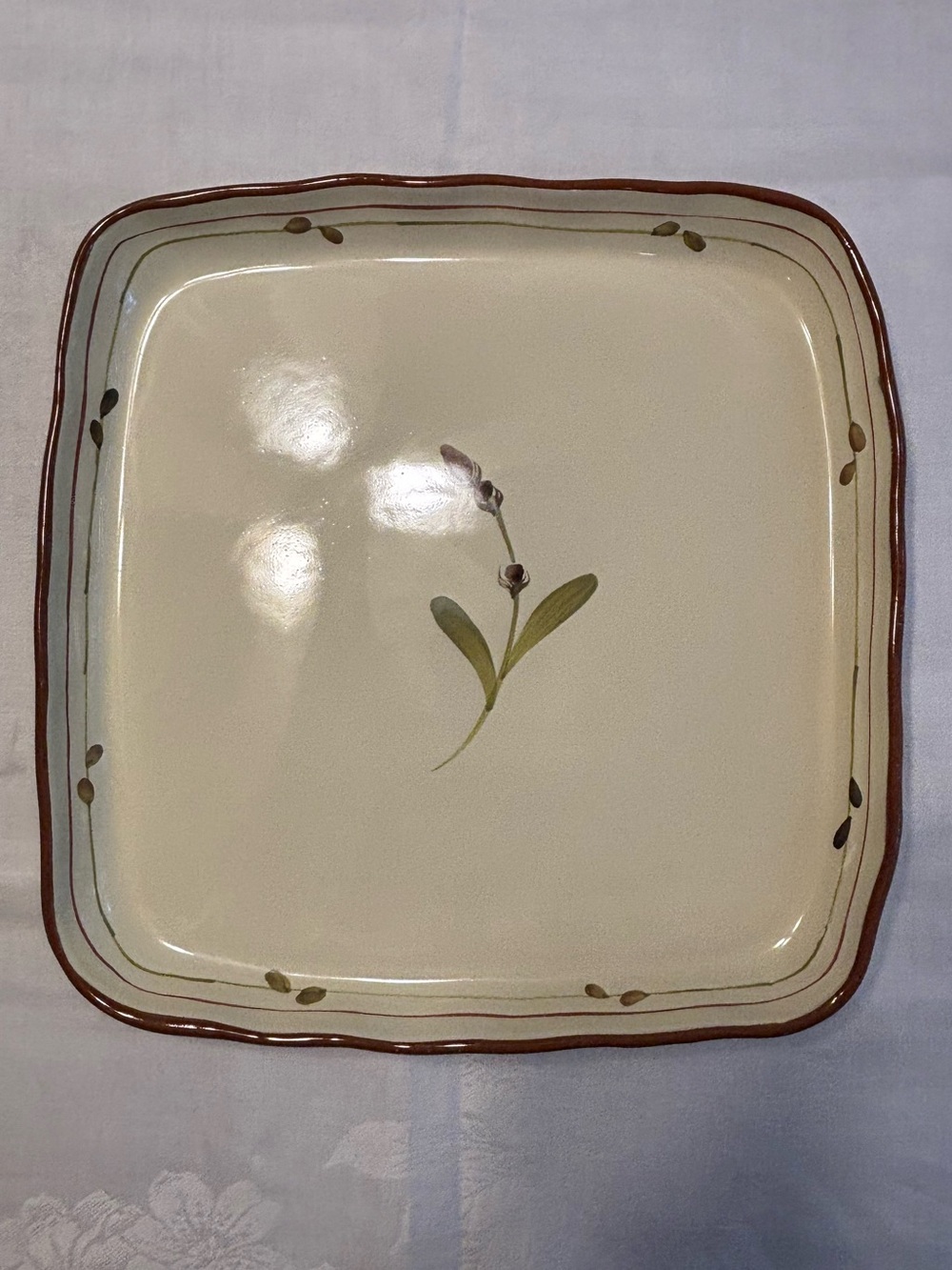 Crate and Barrel Provence Rustic Olive Branch Terracotta serving Platter
